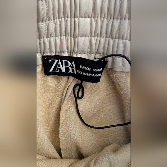 Zara Beige Elastic Waist Pants - Picture 3 of 5